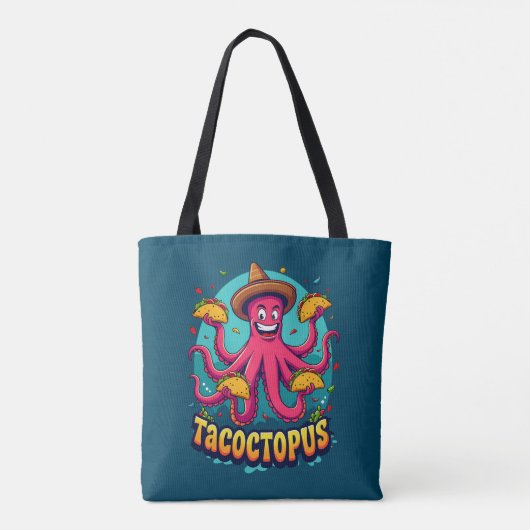 Funny Taco Octopus Cartoon Food Puff Tasche (Rückseite)