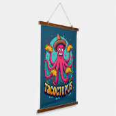 Funny Taco Octopus Cartoon Food Puff Wandteppich Mit Holzrahmen (Gewinkelt)