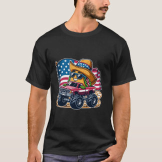 Funny Taco reitet Monster Truck American Flag 4t T-Shirt