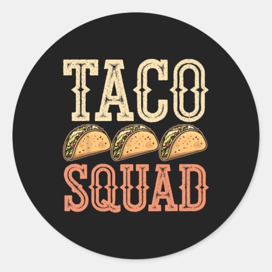 Funny Taco Squad Runder Aufkleber (Vorderseite)