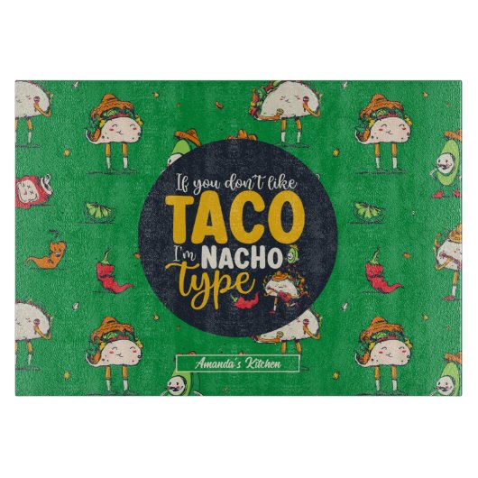 Funny Taco und Nachos Pun Cinco De Mayo Muster Schneidebrett (Vorderseite)