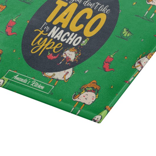 Funny Taco und Nachos Pun Cinco De Mayo Muster Schneidebrett (Ecke)