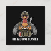  Funny Tactical Feaster Turkey Soldier Thanksgivin Quadratische Visitenkarte (Rückseite)