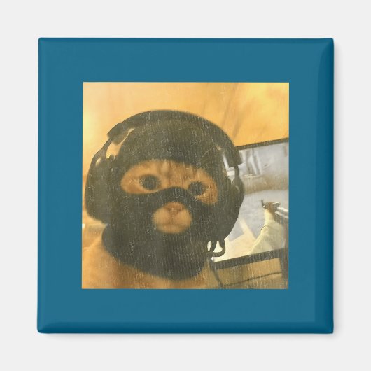 Funny Tactical Gamer Cat Meme Graphic Magnet (Vorne)
