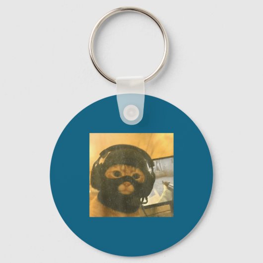 Funny Tactical Gamer Cat Meme Graphic Schlüsselanhänger (Vorderseite)