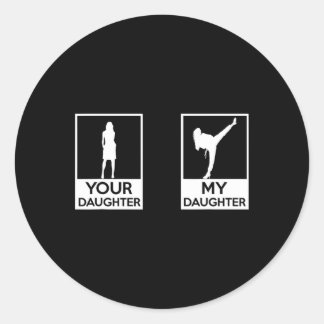 Funny Taekwondo Mama Vater Martial Arts Karate-Gir Runder Aufkleber