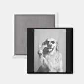 Funny Tail Dog Golden Retriever With Sungles Marti Magnet (Vorderseite/Rückseite)