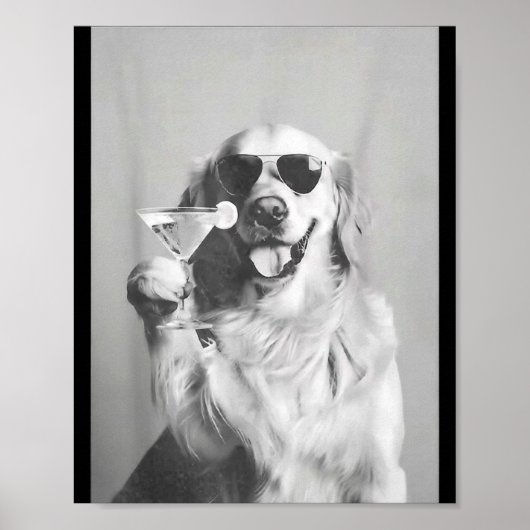 Funny Tail Dog Golden Retriever With Sungles Marti Poster (Vorne)