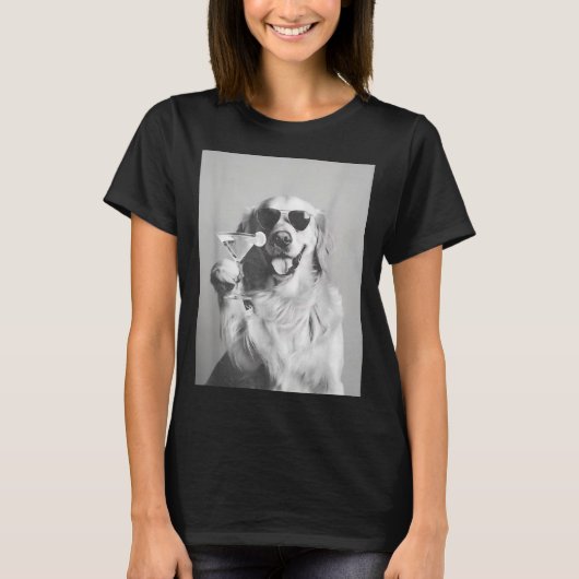 Funny Tail Dog Golden Retriever With Sungles Marti T-Shirt (Vorderseite)