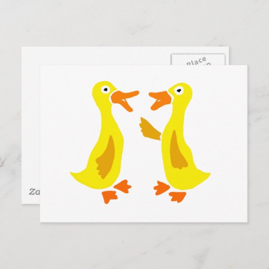 Funny Talking Ducks Art Postkarte (Vorne/Hinten)