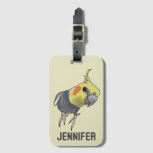 Funny Talking Grey Cockatiel Hello Pretty Bird Gepäckanhänger (Vorderseite Vertikal)