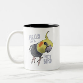 Funny Talking Grey Cockatiel Hello Pretty Bird Zweifarbige Tasse