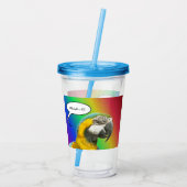 Funny Talking Parrot Rainbow Acrylic Tumbler Acryltrinkbecher (Rückseite)