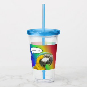 Funny Talking Parrot Rainbow Acrylic Tumbler Acryltrinkbecher