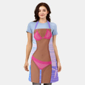 Funny Tan Pink Bikini GIrl Schürze (Getragen)