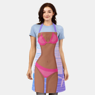 Funny Tan Pink Bikini GIrl Schürze