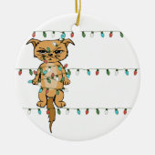 Funny Tangled Grumpy Holiday Cat Weihnachtsbaum Keramik Ornament (Vorne)