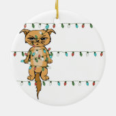 Funny Tangled Grumpy Holiday Cat Weihnachtsbaum Keramik Ornament (Hinten)