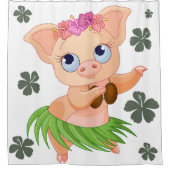 Funny tanzend Hawaii weißer Hintergrund Duschvorhang (Vorderseite)