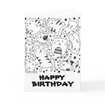 Funny tanzend Katzen Doodles zum Geburtstag