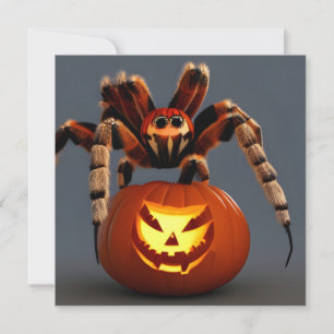 Funny Tarantula mit Jack O' Lantern Halloween Karte