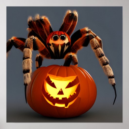 Funny Tarantula mit Jack O' Lantern Halloween Poster (Vorne)