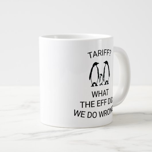 Funny Tariffed Penguins Jumbo-Tasse (Vorderseite Rechts)