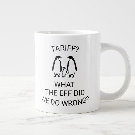 Funny Tariffed Penguins Jumbo-Tasse (Rechts)