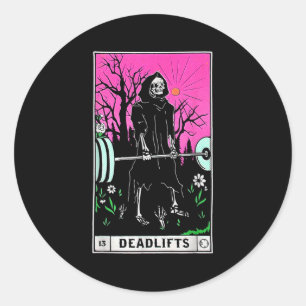 Funny Tarot Card Deadlifts Gym Workout Occult Lese Runder Aufkleber