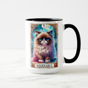Funny Tarot Card Miserable Chat Tasse