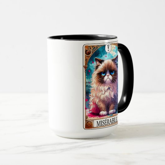 Funny Tarot Card Miserable Chat Tasse (VorderseiteRechts)