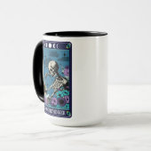 Funny Tarot The Overthinker Card Skelett Tasse (Vorderseite Links)