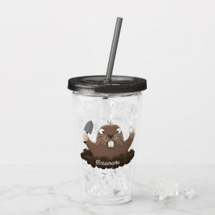 Funny Taschengopher Graben Cartoon Illustration Acryltrinkbecher