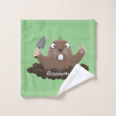 Funny Taschengopher Graben Cartoon Illustration Badhandtuch Set (Waschlappen)