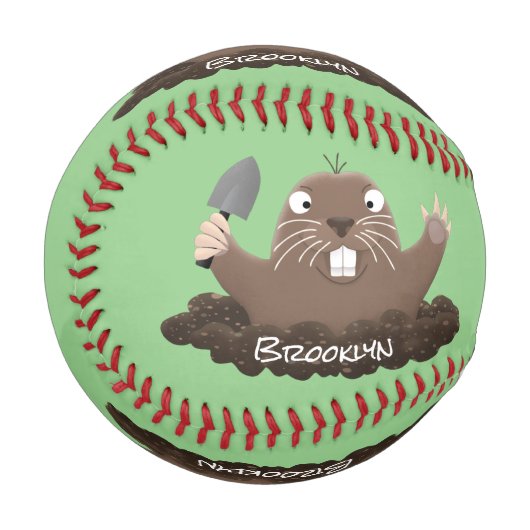 Funny Taschengopher Graben Cartoon Illustration Baseball (Vorderseite Links)