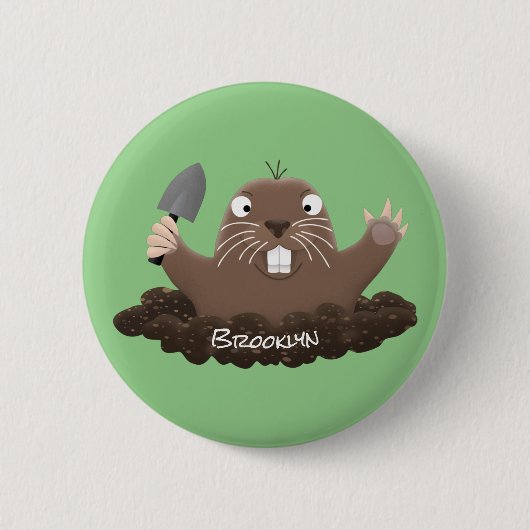 Funny Taschengopher Graben Cartoon Illustration Button (Vorderseite)