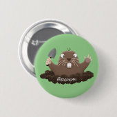Funny Taschengopher Graben Cartoon Illustration Button (Vorne & Hinten)