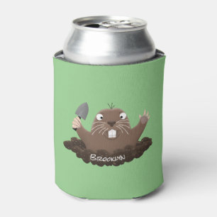 Funny Taschengopher Graben Cartoon Illustration Dosenkühler
