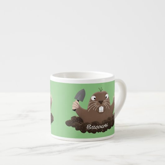 Funny Taschengopher Graben Cartoon Illustration Espressotasse (Vorderseite Rechts)