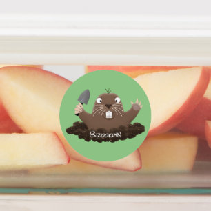 Funny Taschengopher Graben Cartoon Illustration Etiketten