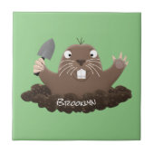 Funny Taschengopher Graben Cartoon Illustration Fliese (Vorderseite)