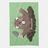 Funny Taschengopher Graben Cartoon Illustration Geschirrtuch (Vertikal)