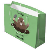 Funny Taschengopher Graben Cartoon Illustration Große Geschenktüte (Rückseite Schrägansicht)