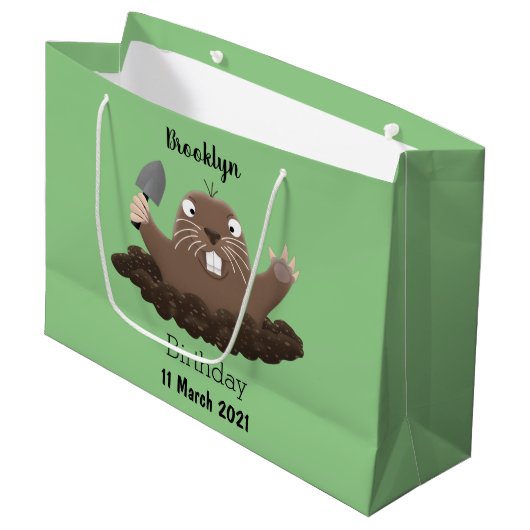 Funny Taschengopher Graben Cartoon Illustration Große Geschenktüte (Vorderseite Schrägansicht)