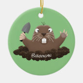 Funny Taschengopher Graben Cartoon Illustration Keramik Ornament (Vorne)