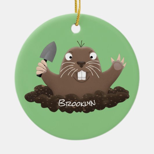 Funny Taschengopher Graben Cartoon Illustration Keramik Ornament (Vorne)