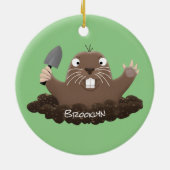 Funny Taschengopher Graben Cartoon Illustration Keramik Ornament (Hinten)