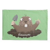 Funny Taschengopher Graben Cartoon Illustration Kissenbezug (Rückseite)
