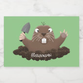 Funny Taschengopher Graben Cartoon Illustration Lebensmitteletikett (Einzelnes Label)