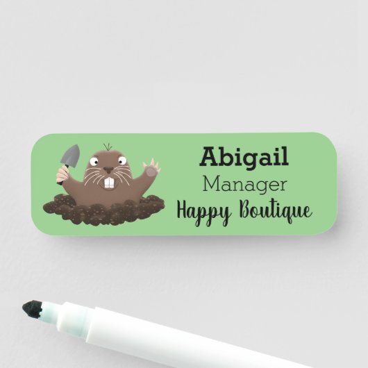 Funny Taschengopher Graben Cartoon Illustration Namensschild (Beispiel)